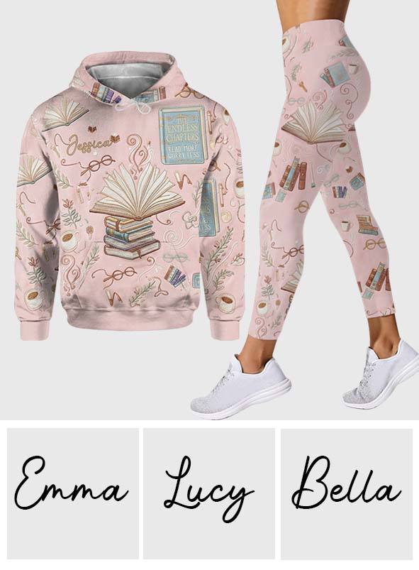 Juste une fille qui aime les livres - Sweat à capuche et legging personnalisés avec des livres