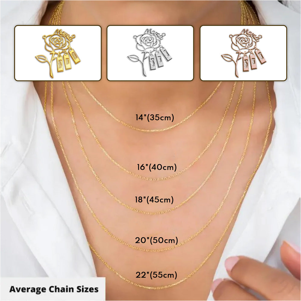 Une rose pour maman - Collier personnalisé pour maman avec breloques