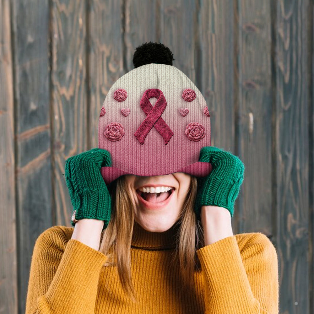 Foi, Espoir, Amour - Bonnet personnalisé pour la sensibilisation au cancer du sein