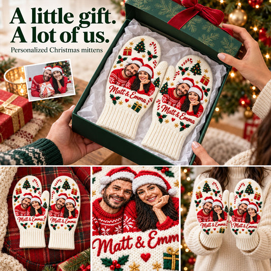 Meaningful Couple Matching Knitted Mittens - Personalized Couple Knitted Mittens