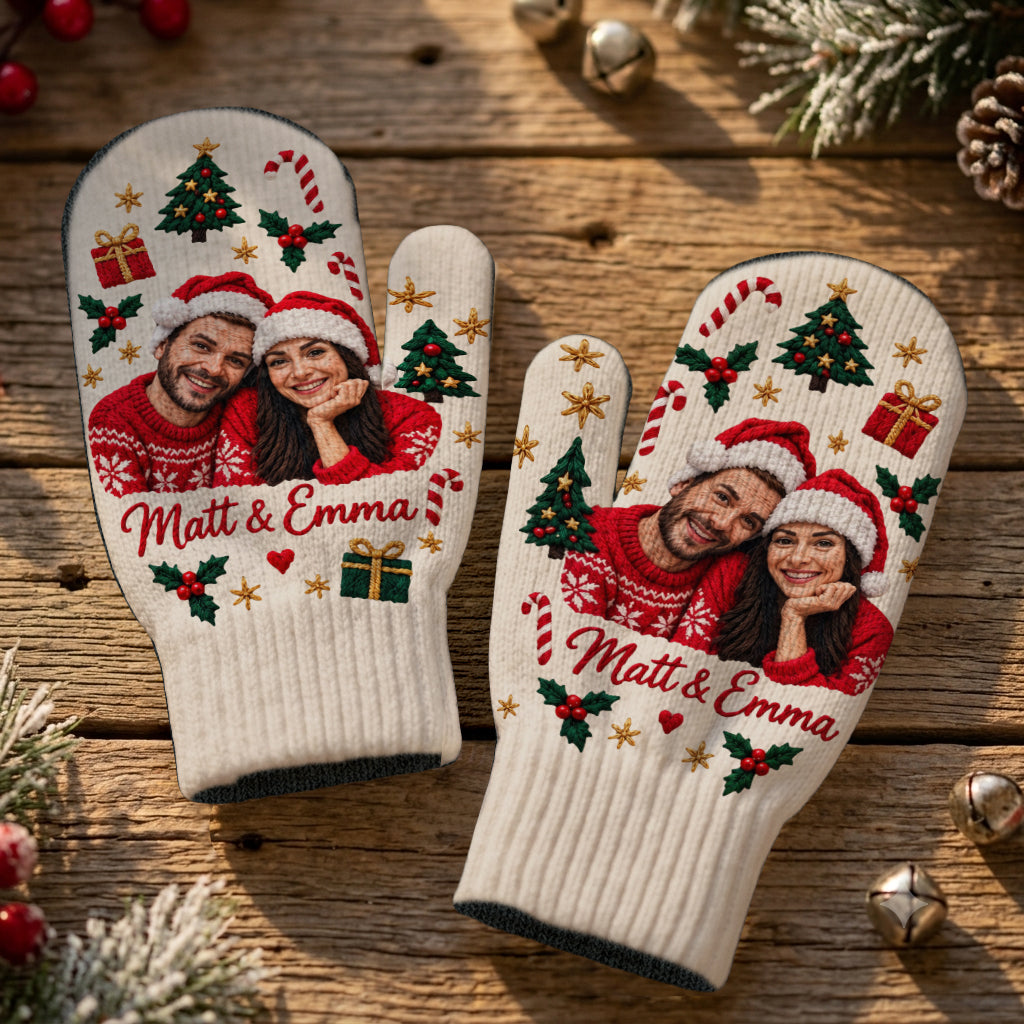 Meaningful Couple Matching Knitted Mittens - Personalized Couple Knitted Mittens