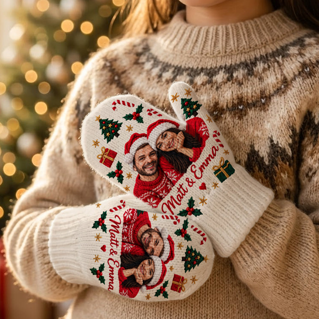 Meaningful Couple Matching Knitted Mittens - Personalized Couple Knitted Mittens