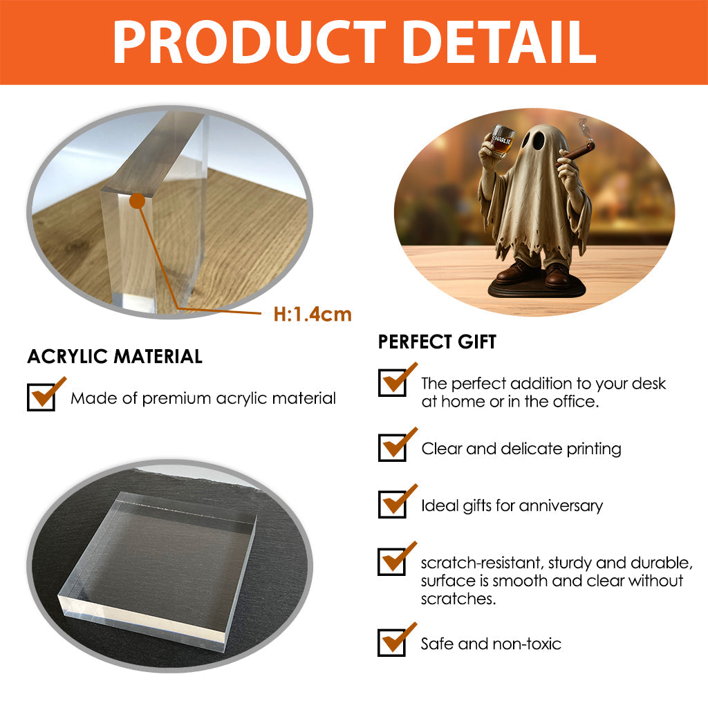 Amateur de whisky et de cigares - Plaque acrylique personnalisée en forme de whisky