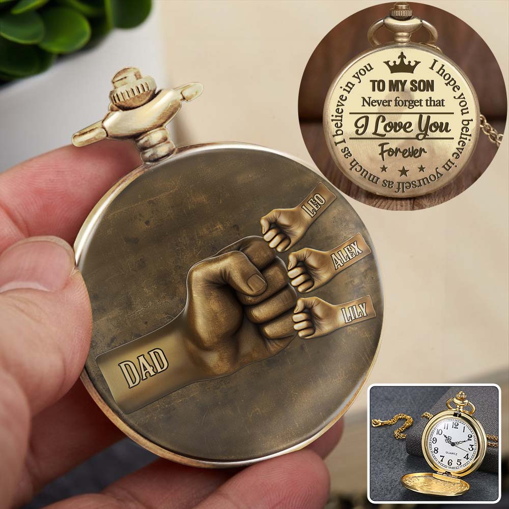 Montre de poche personnalisée « Papa fait un check » pour son fils