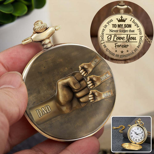 Montre de poche personnalisée « Papa fait un check » pour son fils