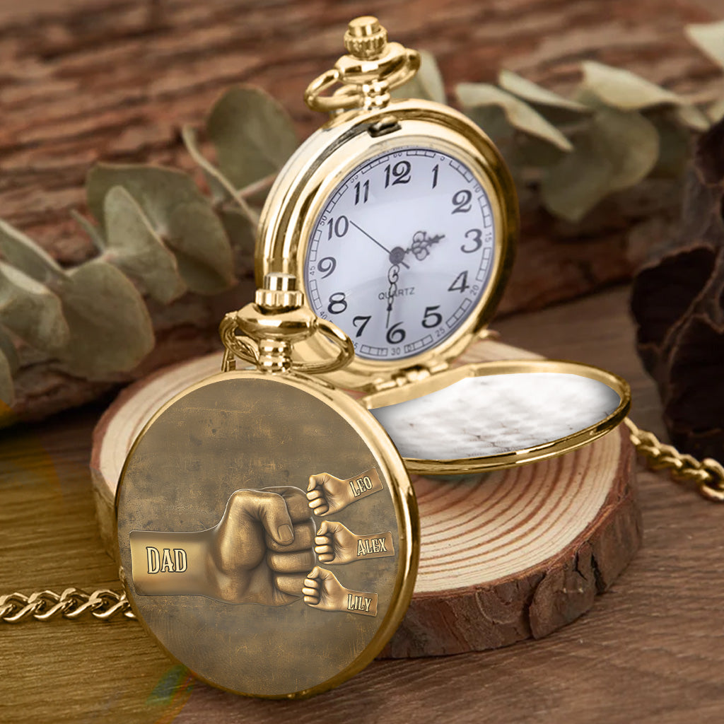 Montre de poche personnalisée « Papa fait un check » pour son fils