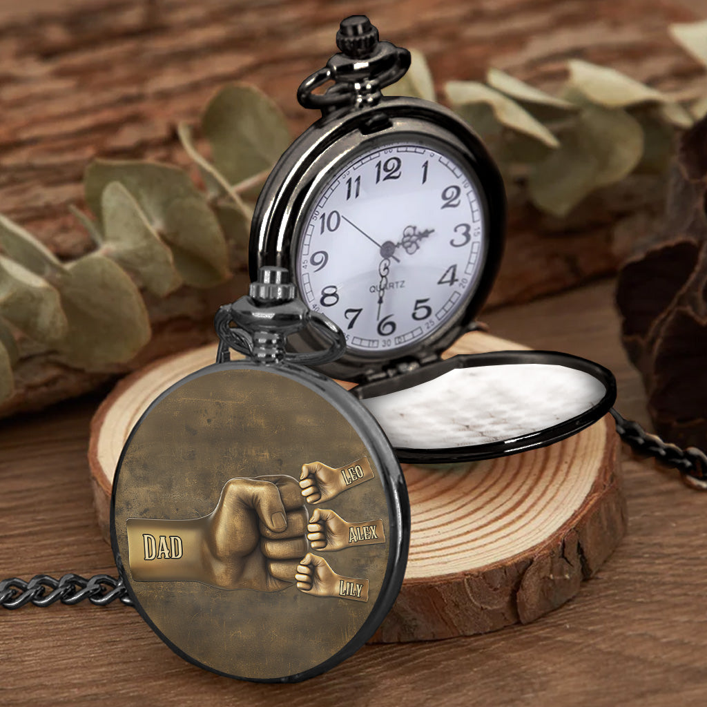 Montre de poche personnalisée « Papa fait un check » pour son fils