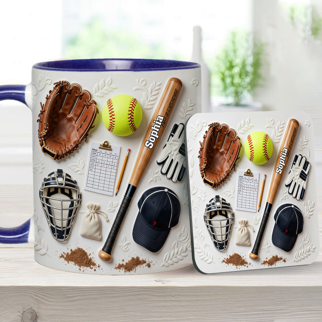 Love Softball - Personalized Softball Accent Mug & Coaster