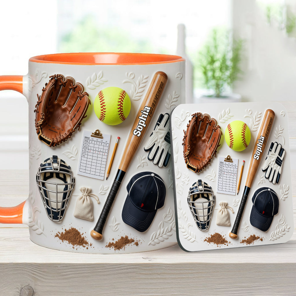 Love Softball - Personalized Softball Accent Mug & Coaster