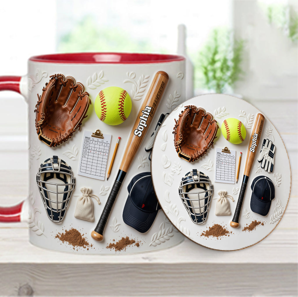 Love Softball - Personalized Softball Accent Mug & Coaster