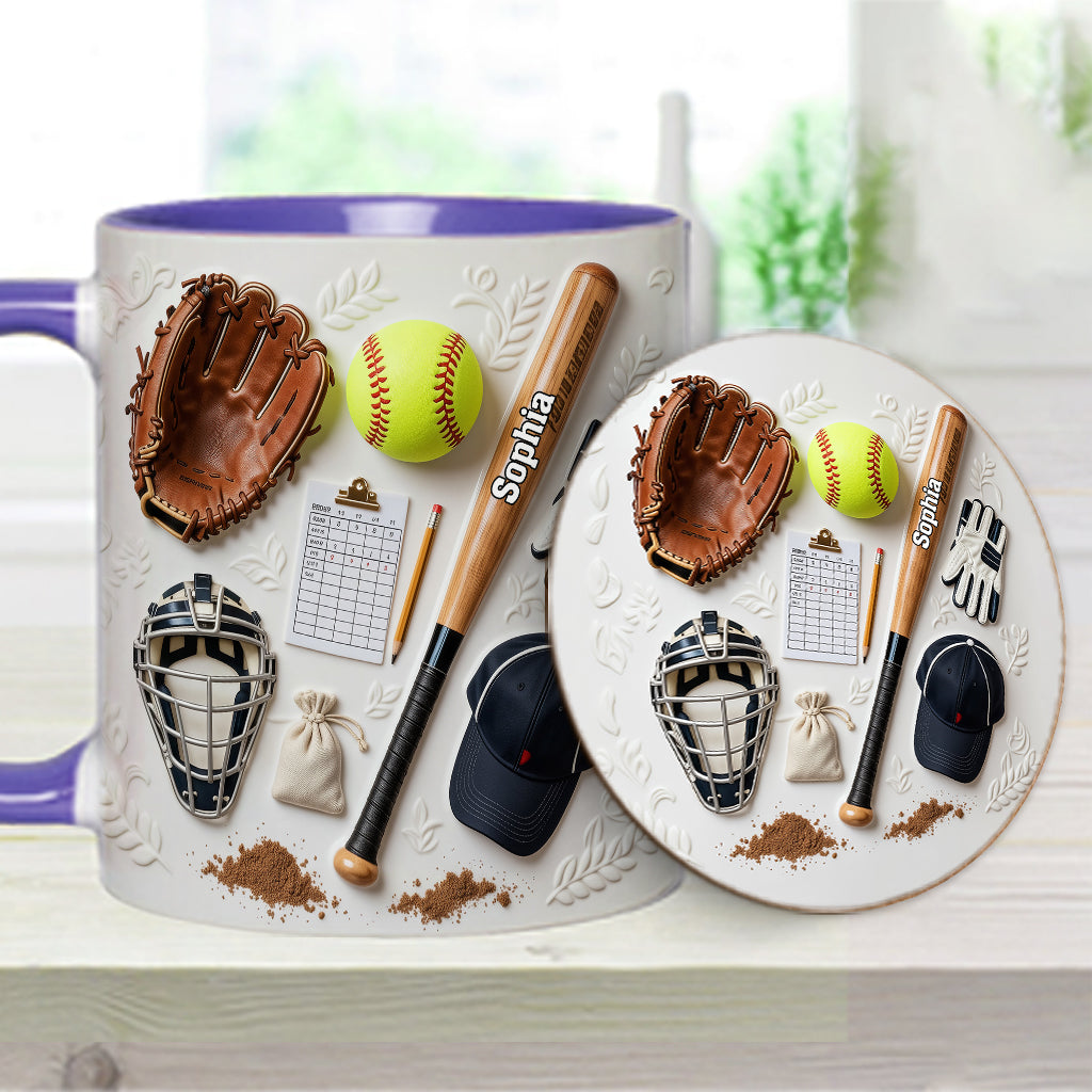 Love Softball - Personalized Softball Accent Mug & Coaster
