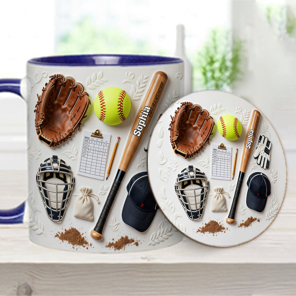Love Softball - Personalized Softball Accent Mug & Coaster