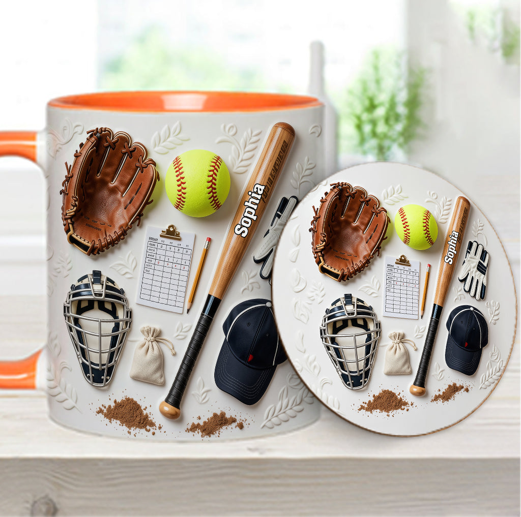 Love Softball - Personalized Softball Accent Mug & Coaster