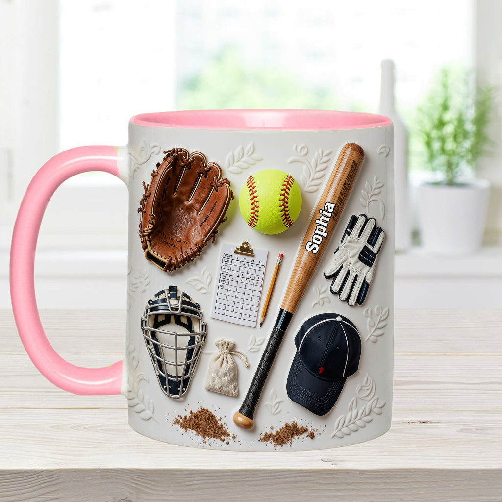 Love Softball - Personalized Softball Accent Mug & Coaster