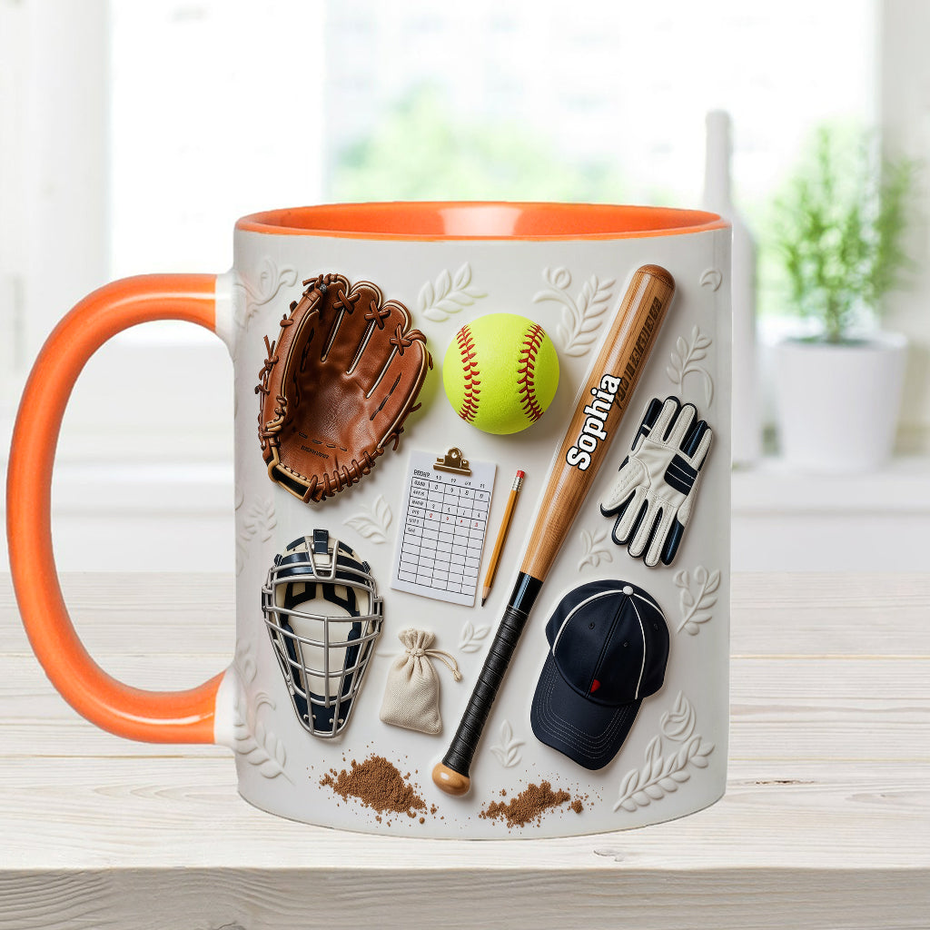 Love Softball - Personalized Softball Accent Mug & Coaster