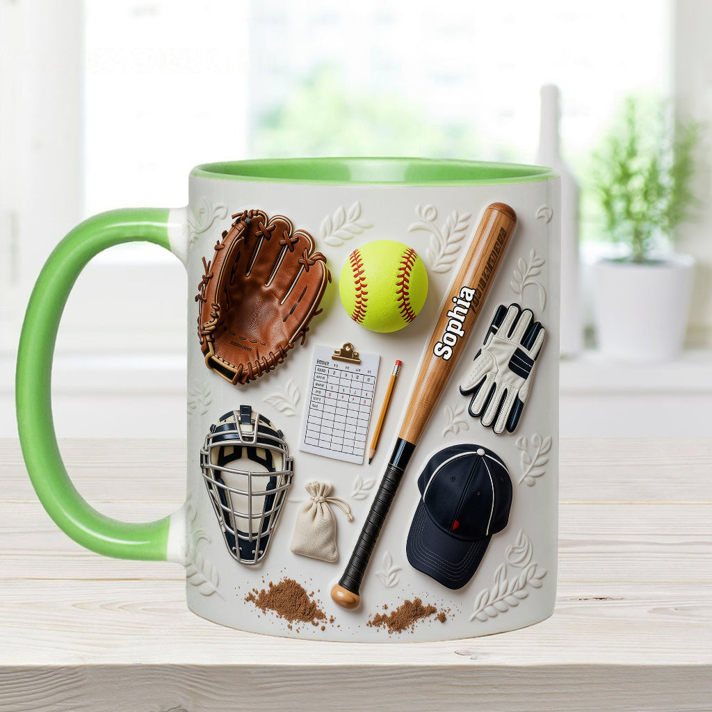Love Softball - Personalized Softball Accent Mug & Coaster