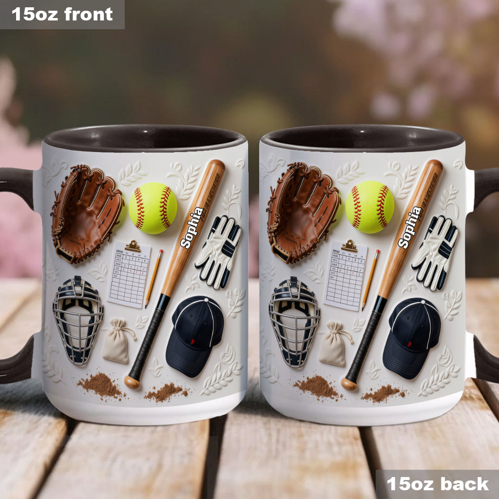 Love Softball - Personalized Softball Accent Mug & Coaster