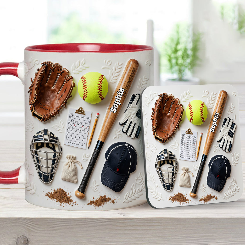 Love Softball - Personalized Softball Accent Mug & Coaster