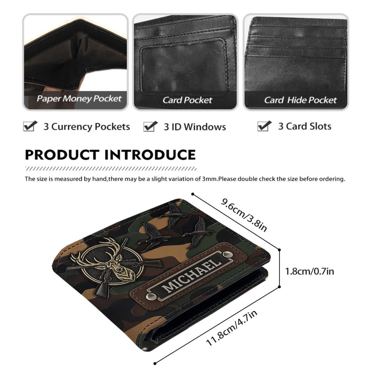 Passionné de chasse - Portefeuille en cuir personnalisé sur le thème de la chasse