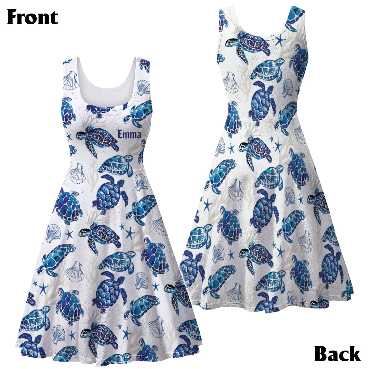 Chemise hawaïenne et robe sans manches personnalisées « Love Turtles » avec motif tortue