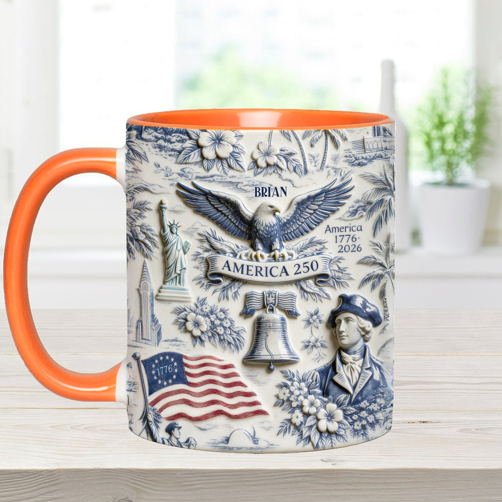 250 Ans d'Amérique 1776–2026 Vintage Patriotique - Tasse & Sous-verre Personnalisés pour le Jour de l'Indépendance/ 4 Juillet