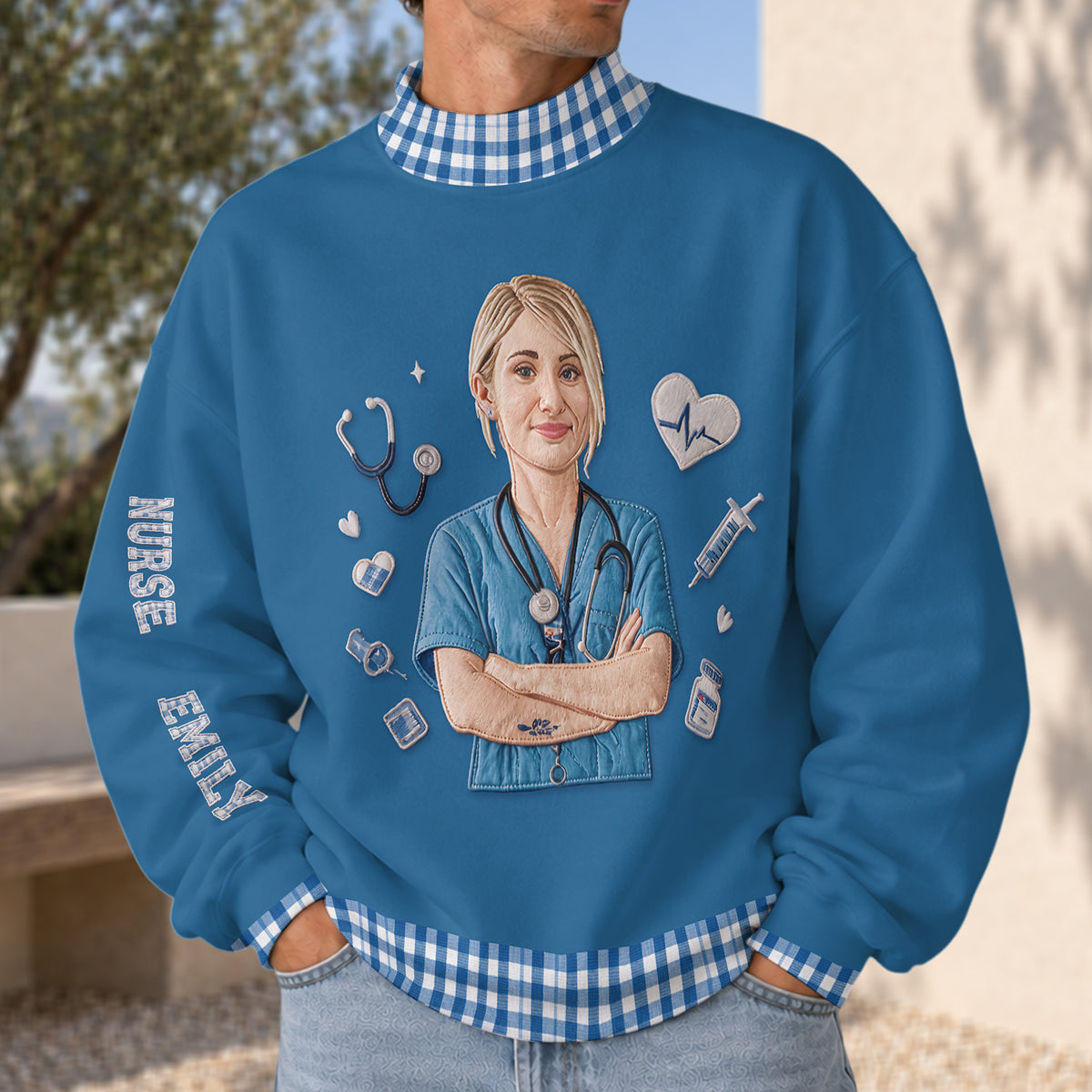Any Photo Nurse Life - Personalized Nurse Mock Neck Sweatshirt