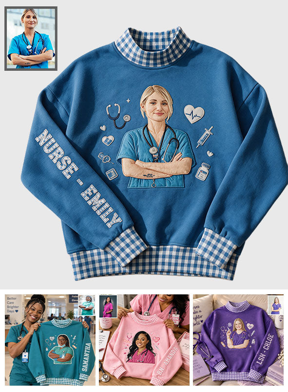 Any Photo Nurse Life - Personalized Nurse Mock Neck Sweatshirt