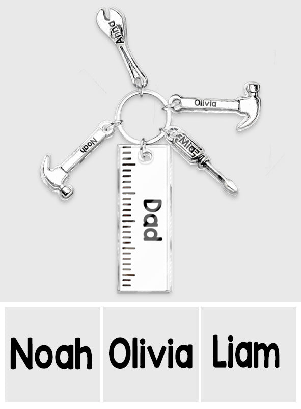 Porte-clés papa avec marteau, tournevis et clé - Porte-clés papa personnalisé avec breloques