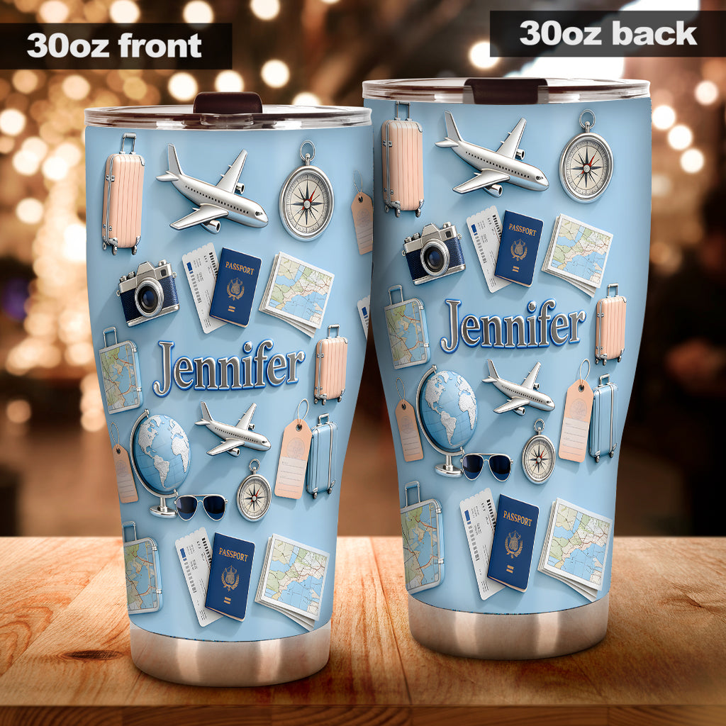 Just A Girl Who Loves Travveling - Personalized Travelling Tumbler