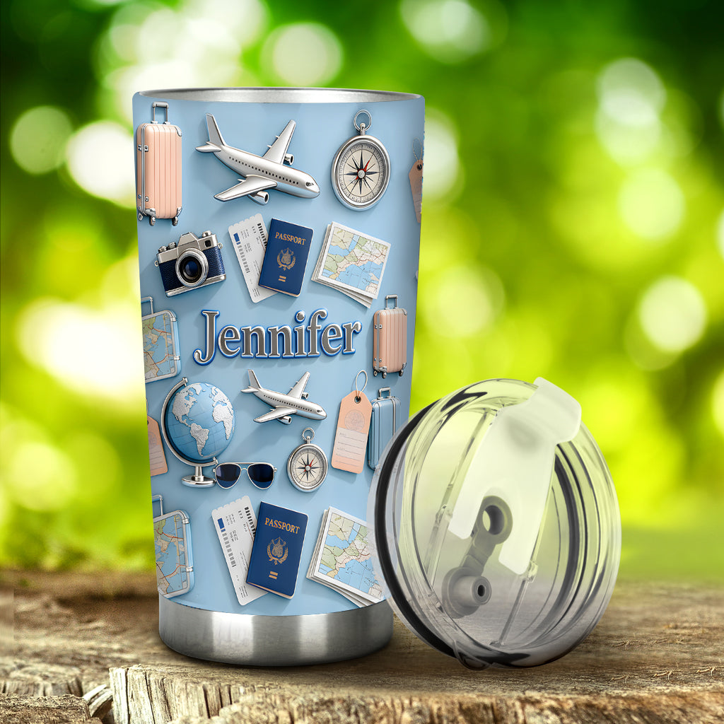 Just A Girl Who Loves Travveling - Personalized Travelling Tumbler