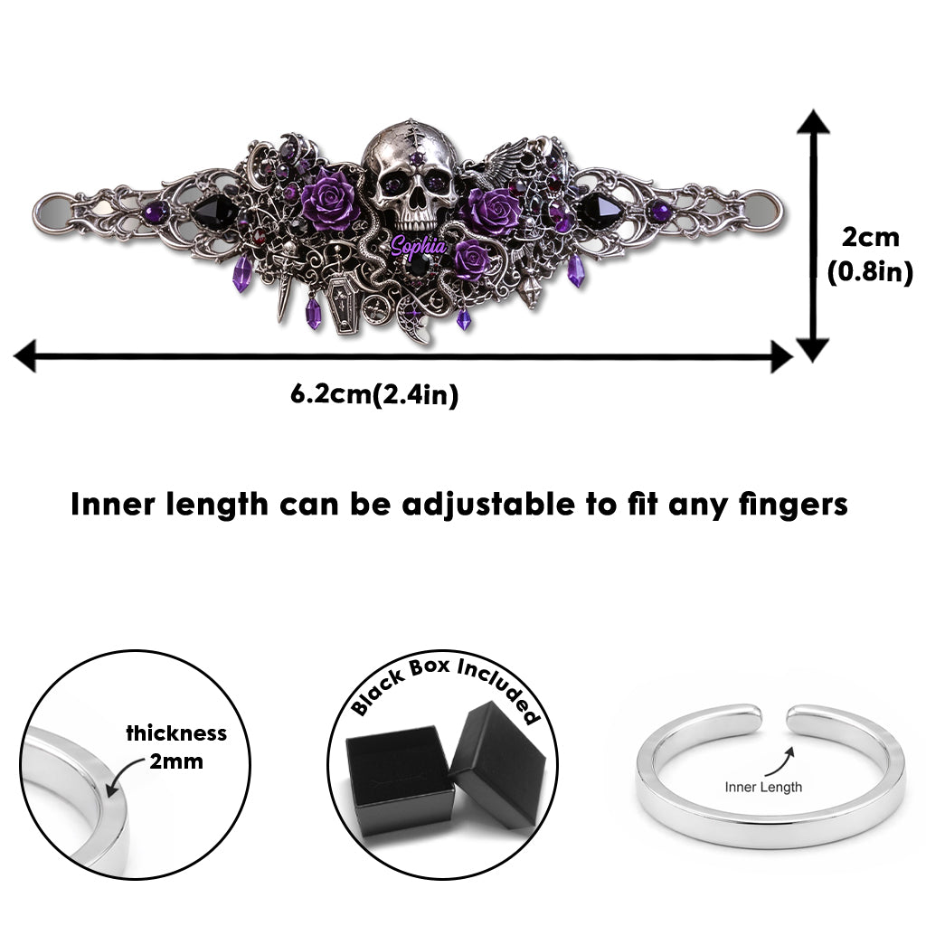 Skull And Roses - Personalized Skull Bracelet & Ring Set
