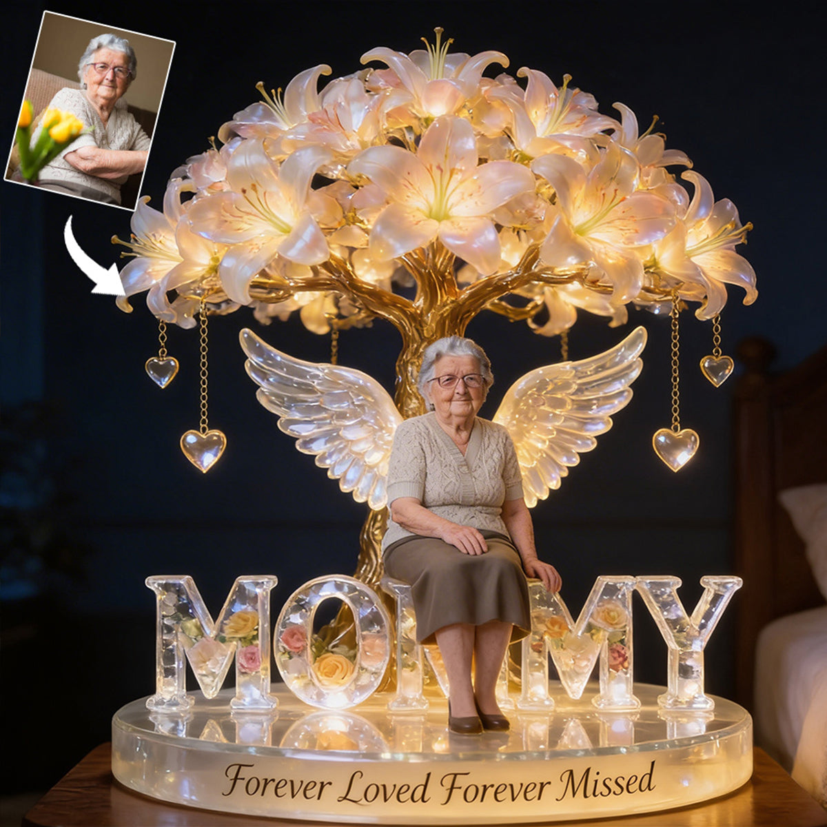 Custom Any Photo Forever Missed - Personalized Memorial Acrylic LED Night Light