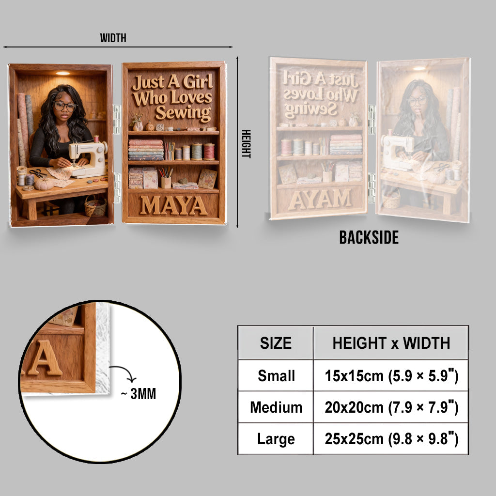 Une fille qui aime coudre - Diptyque acrylique personnalisé sur le thème de la couture