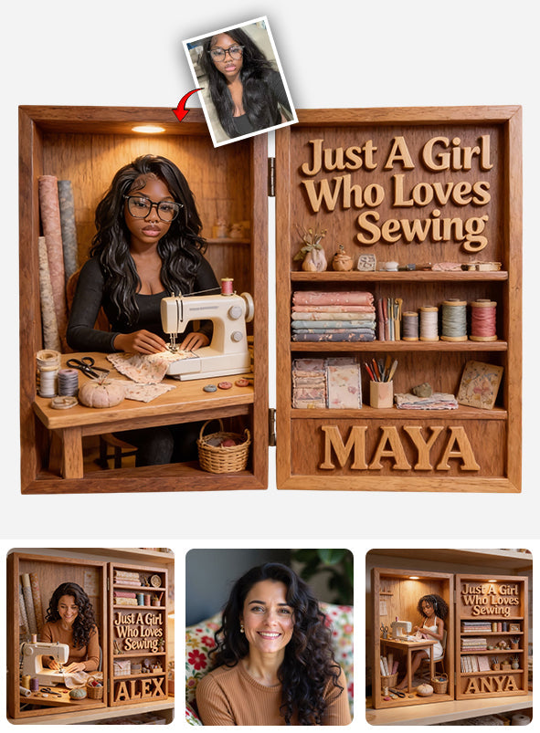 Une fille qui aime coudre - Diptyque acrylique personnalisé sur le thème de la couture