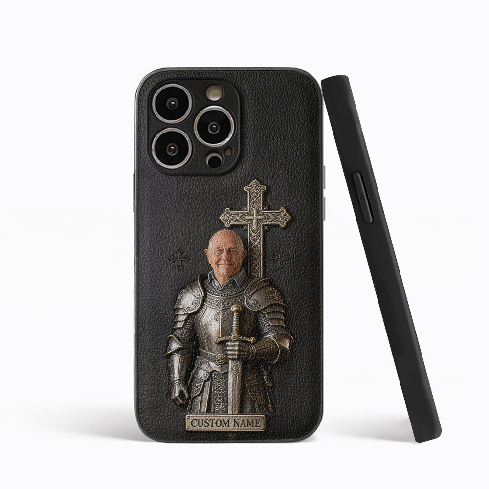 Knight Of God - Personalized Christian Leather Phone Case
