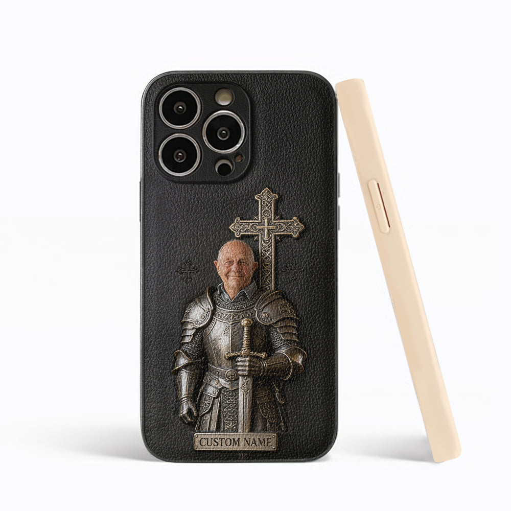 Knight Of God - Personalized Christian Leather Phone Case