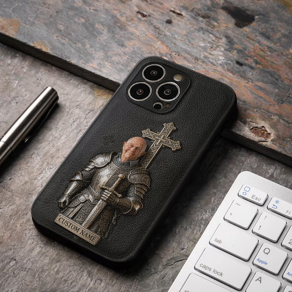 Knight Of God - Personalized Christian Leather Phone Case