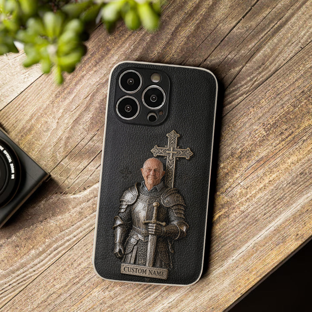 Knight Of God - Personalized Christian Leather Phone Case