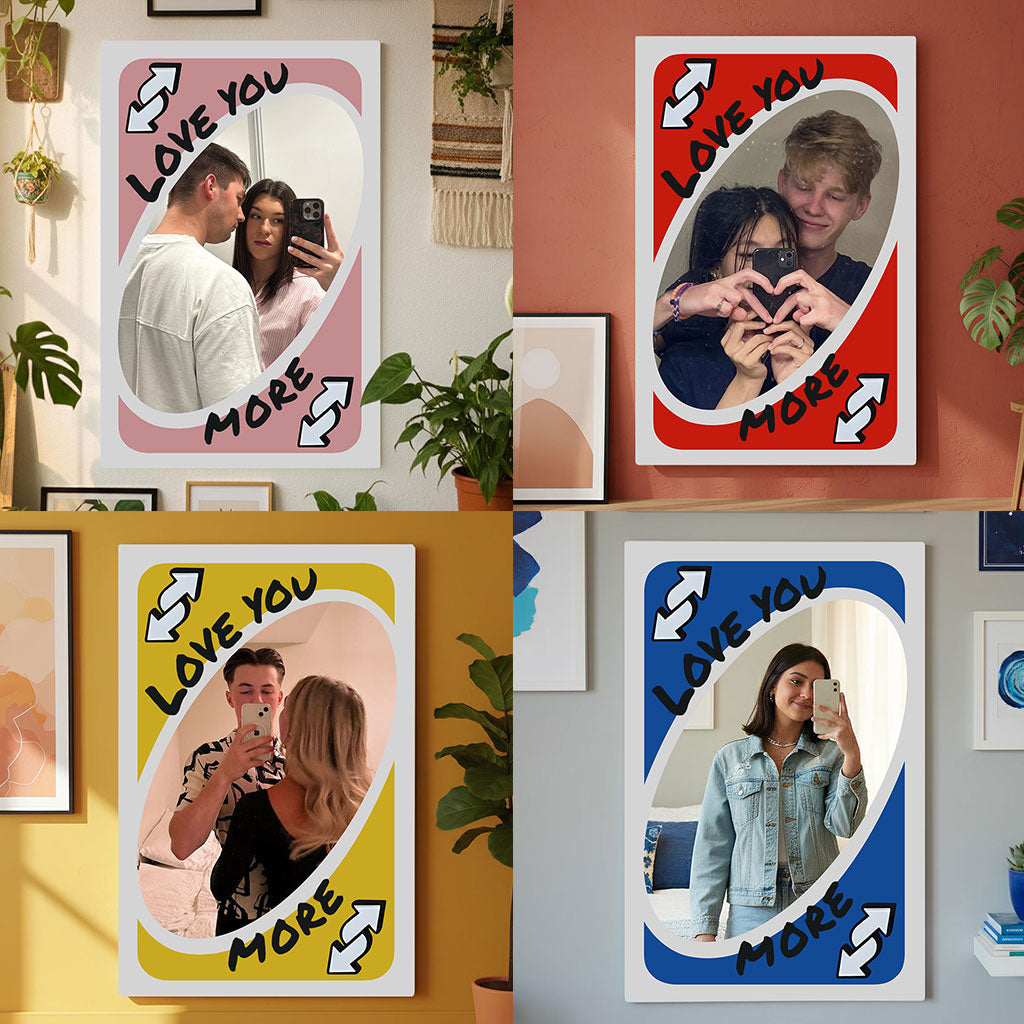 Carte inversée « Je t’aime plus » - Miroir mural personnalisé pour couple