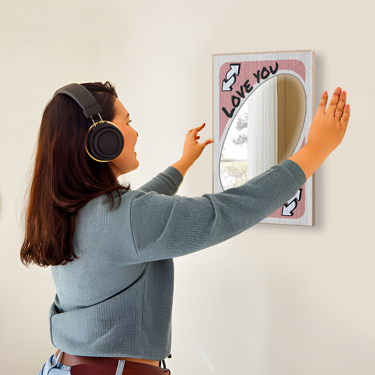 Carte inversée « Je t’aime plus » - Miroir mural personnalisé pour couple