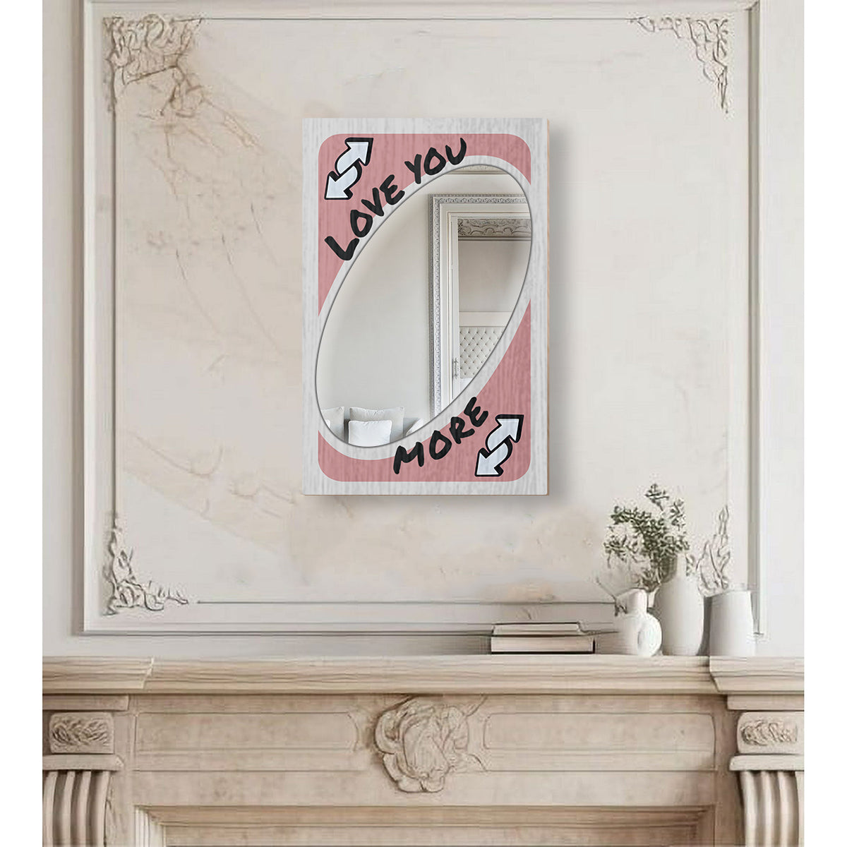 Carte inversée « Je t’aime plus » - Miroir mural personnalisé pour couple
