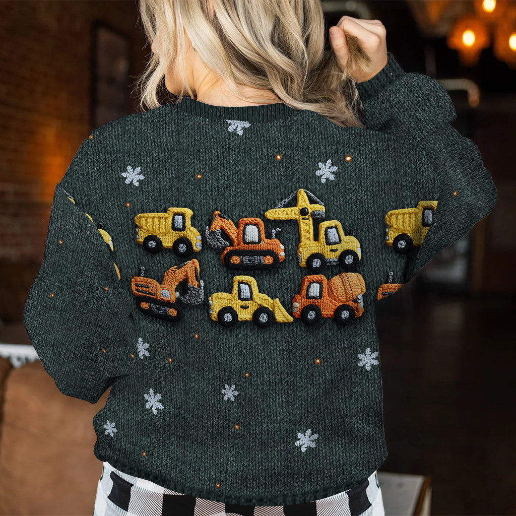 Construction Machines - Personalized Kid Ugly Sweater