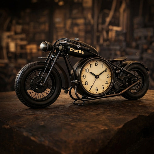 Plaque horloge de bureau personnalisée pour motard, cadeau pour motard