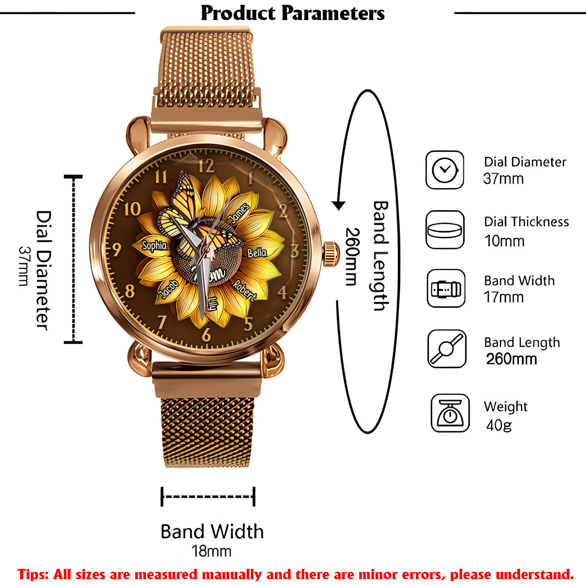 Montre-bracelet personnalisée Tournesol pour maman/grand-mère - Cadeau Tournesol pour femme/mère 