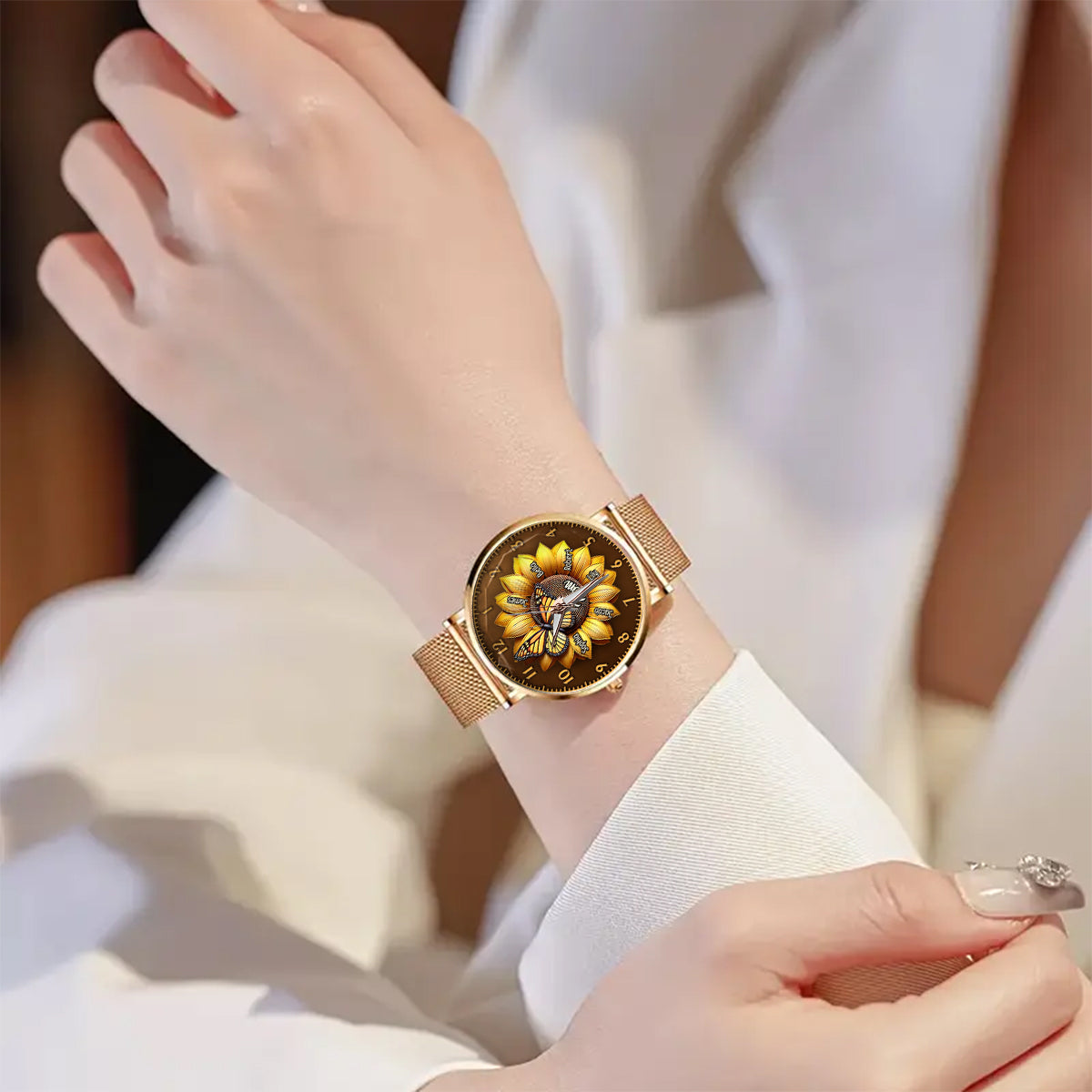 Montre-bracelet personnalisée Tournesol pour maman/grand-mère - Cadeau Tournesol pour femme/mère 