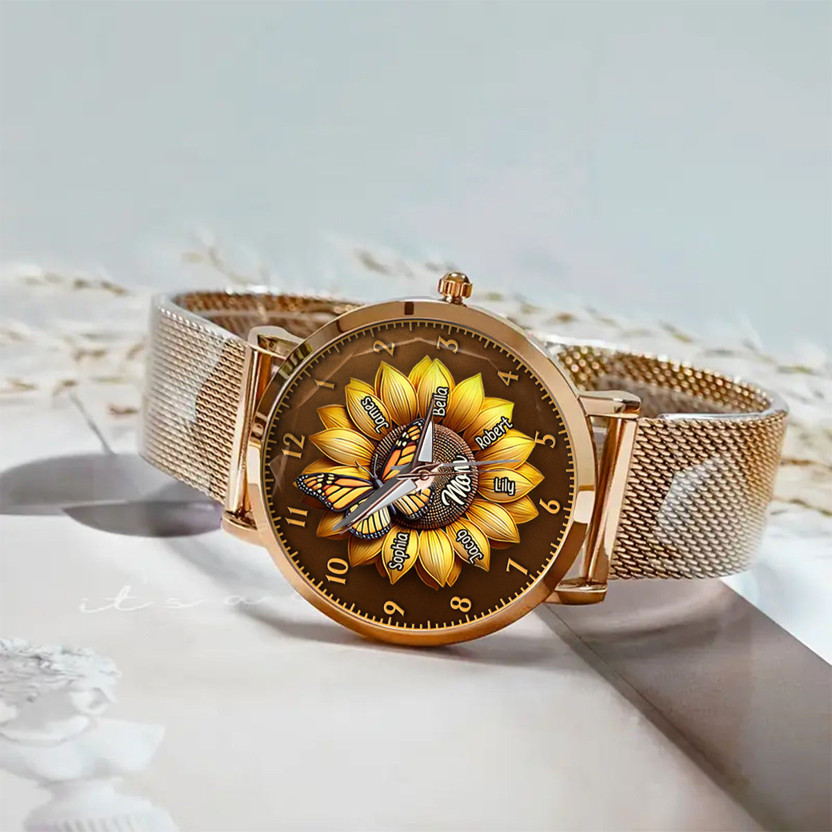Montre-bracelet personnalisée Tournesol pour maman/grand-mère - Cadeau Tournesol pour femme/mère 