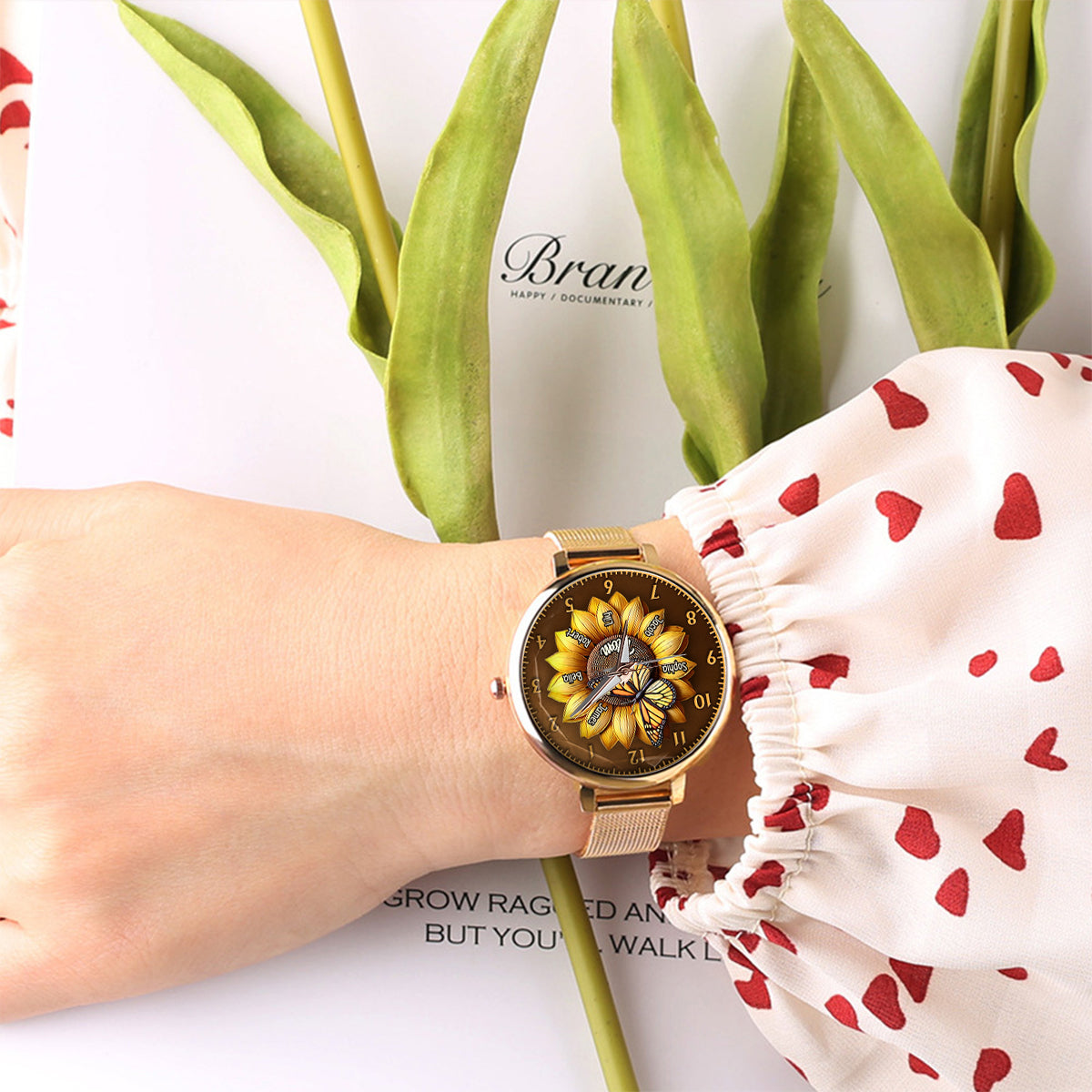 Montre-bracelet personnalisée Tournesol pour maman/grand-mère - Cadeau Tournesol pour femme/mère 