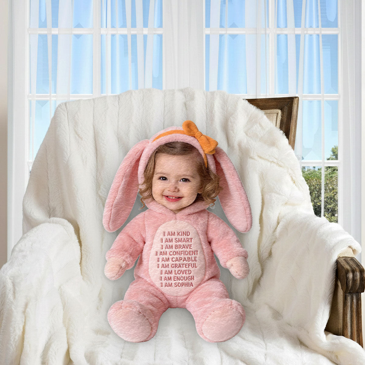 Custom Any Photo Best Easter Gift - Personalized Kid Premium Faux Fur Pillow