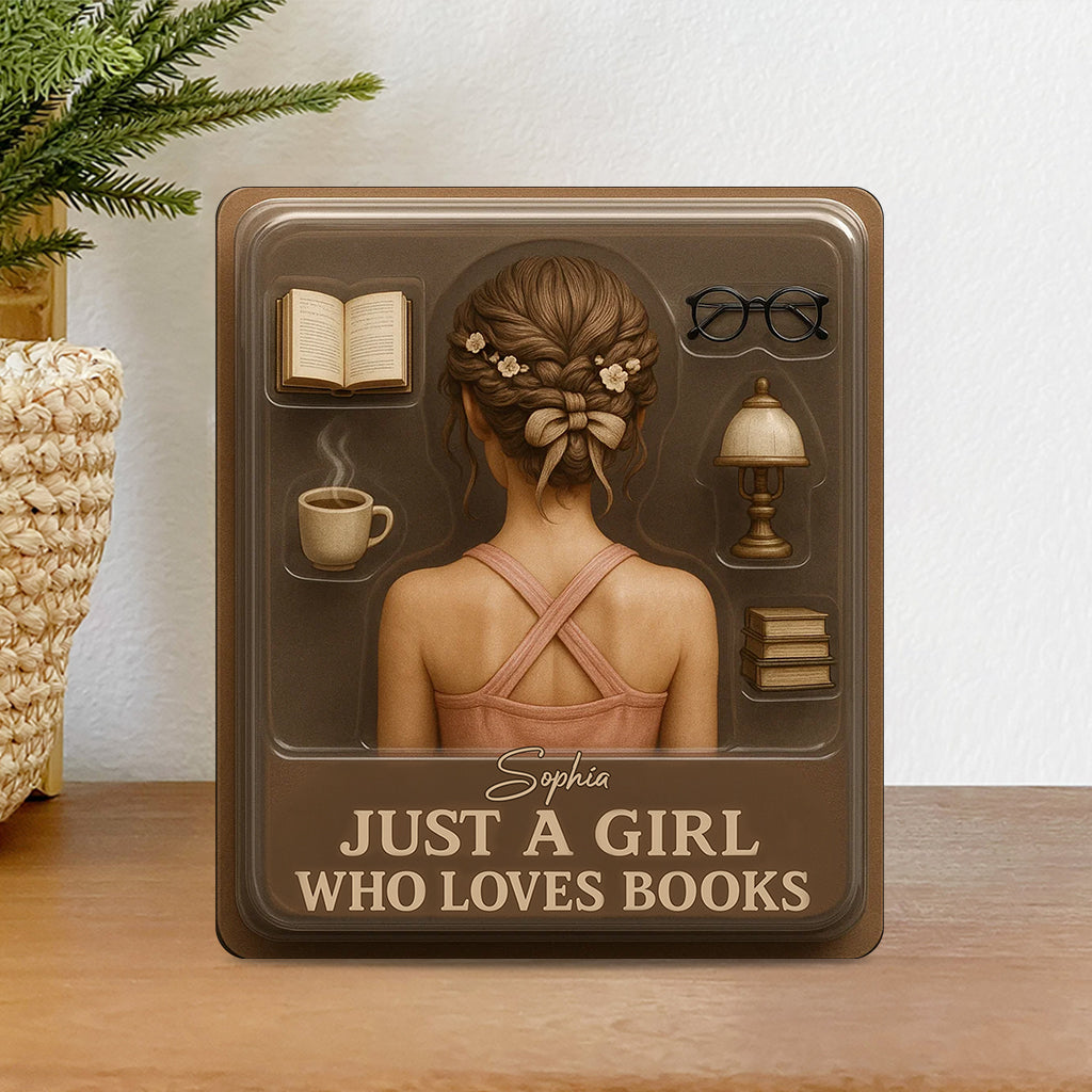 Just a Girl Who Loves Books - Personalized Book Custom Shaped Acrylic Plaque
