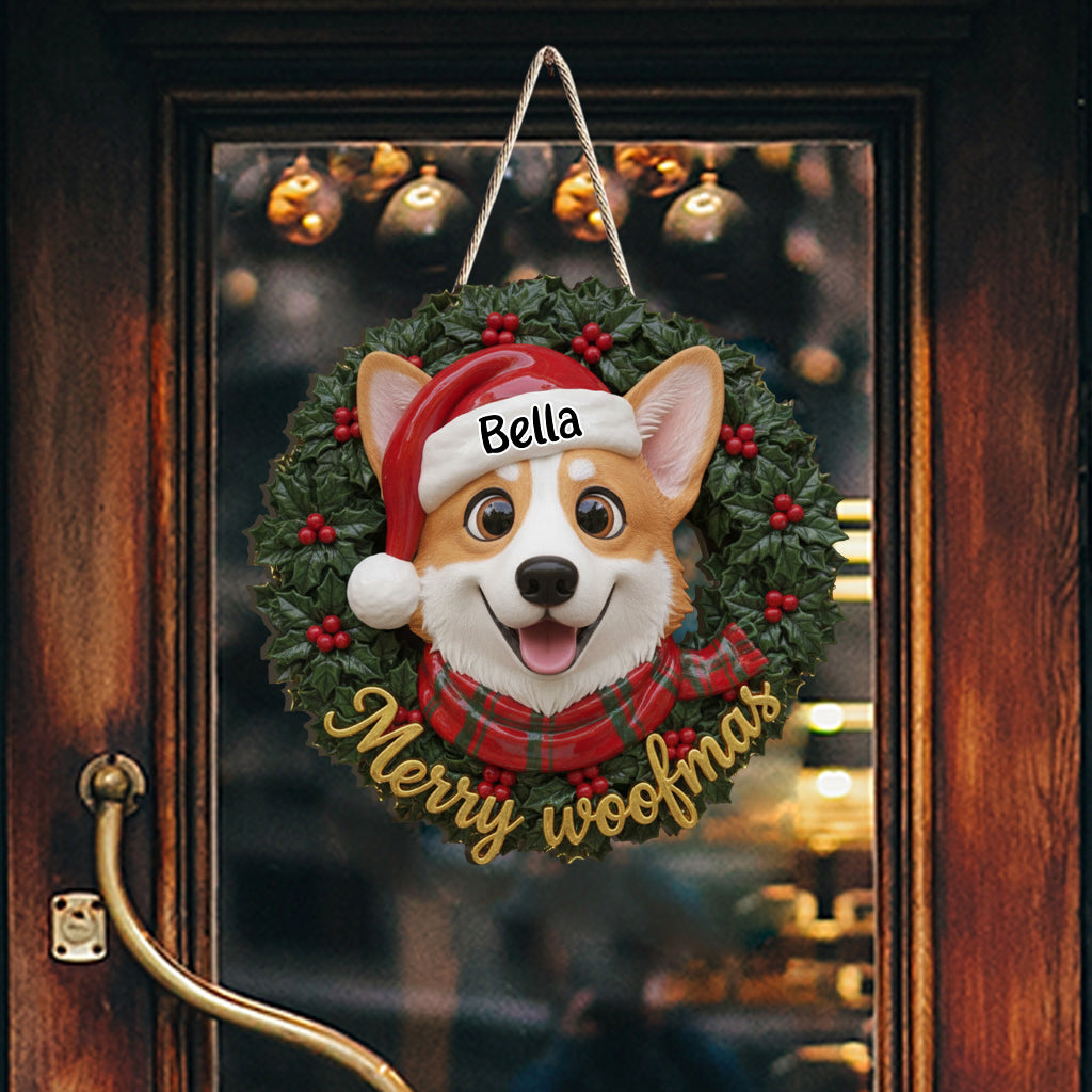Couronne « Joyeux Noël des chiens » pour les amoureux des animaux - Panneau en bois personnalisé en forme de chien